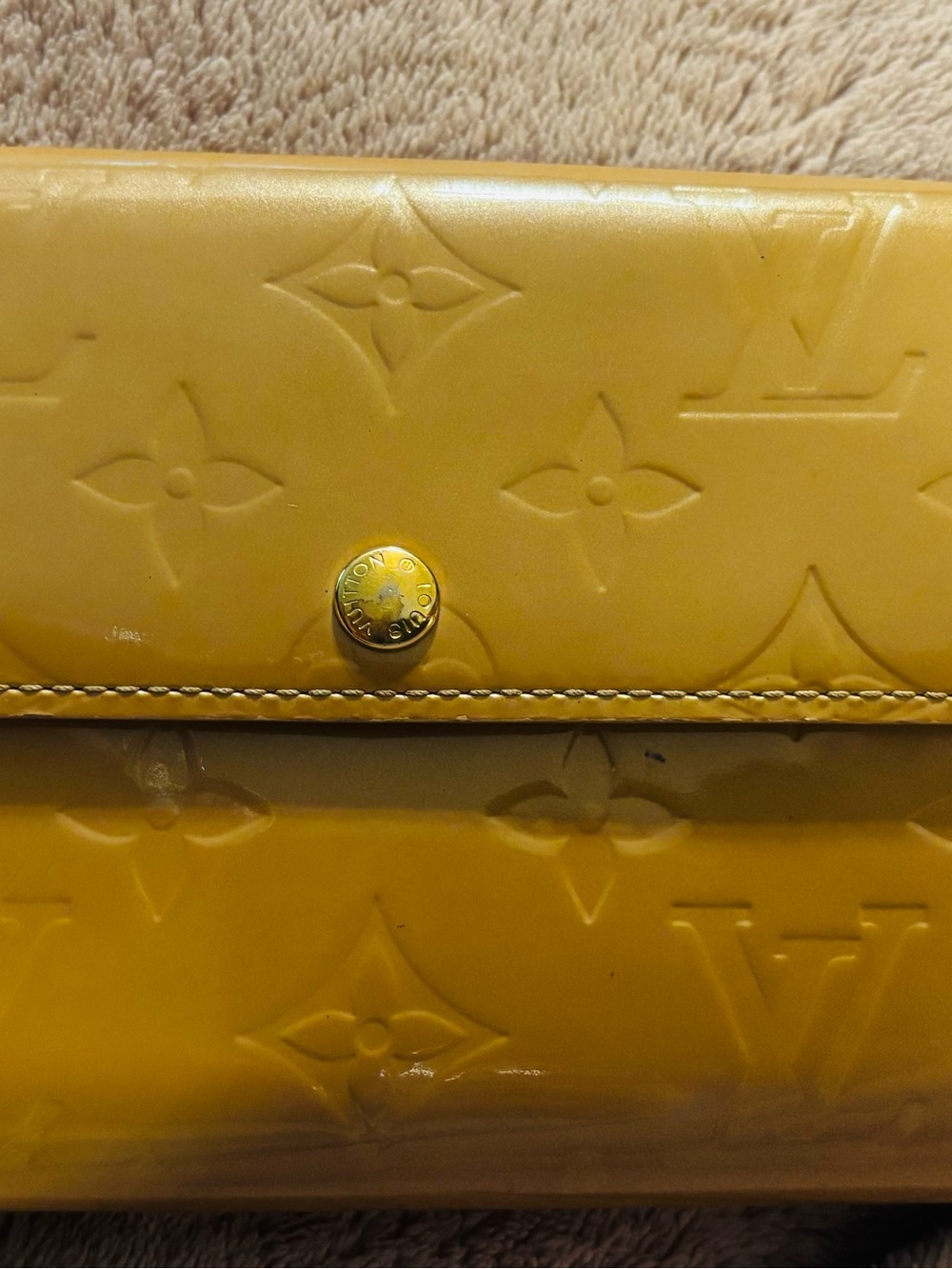 Louis Vuitton Yellow Vernis Monogram Snap Wallet
